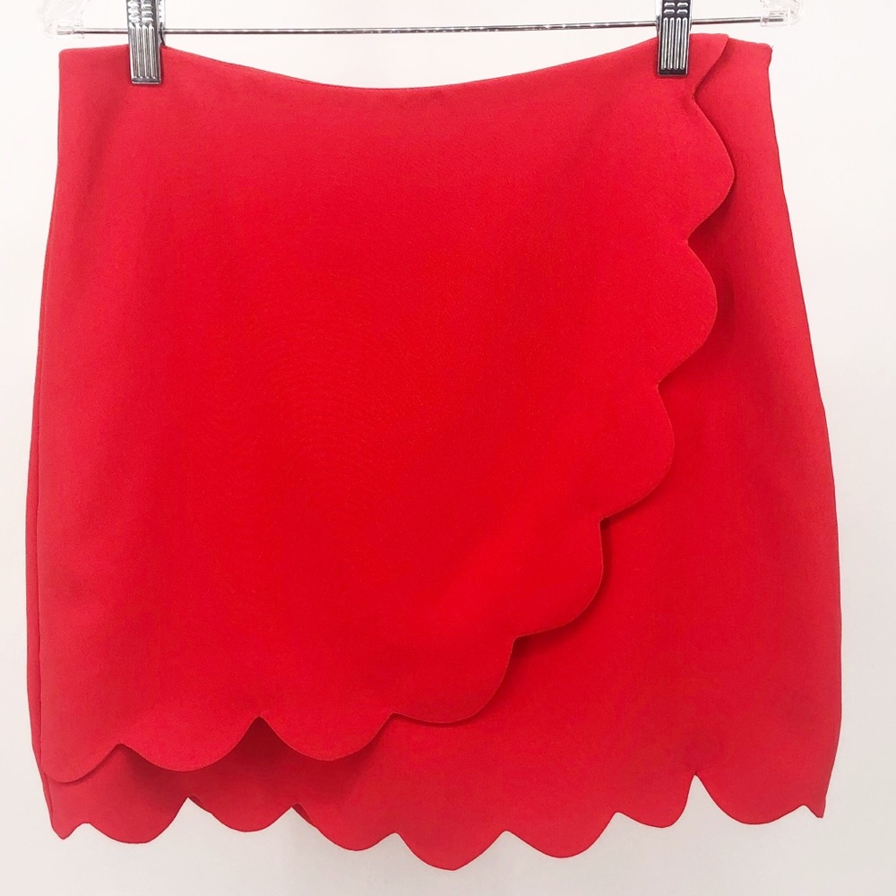 Draper James Scallop Skirt Red 10 New